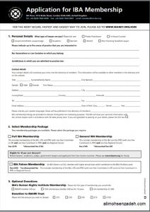 Membership forms for the International Bar Association